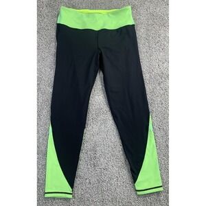 VSX Victoria's Secret Knockout Sport Leggings L Black Neon Lime Mesh